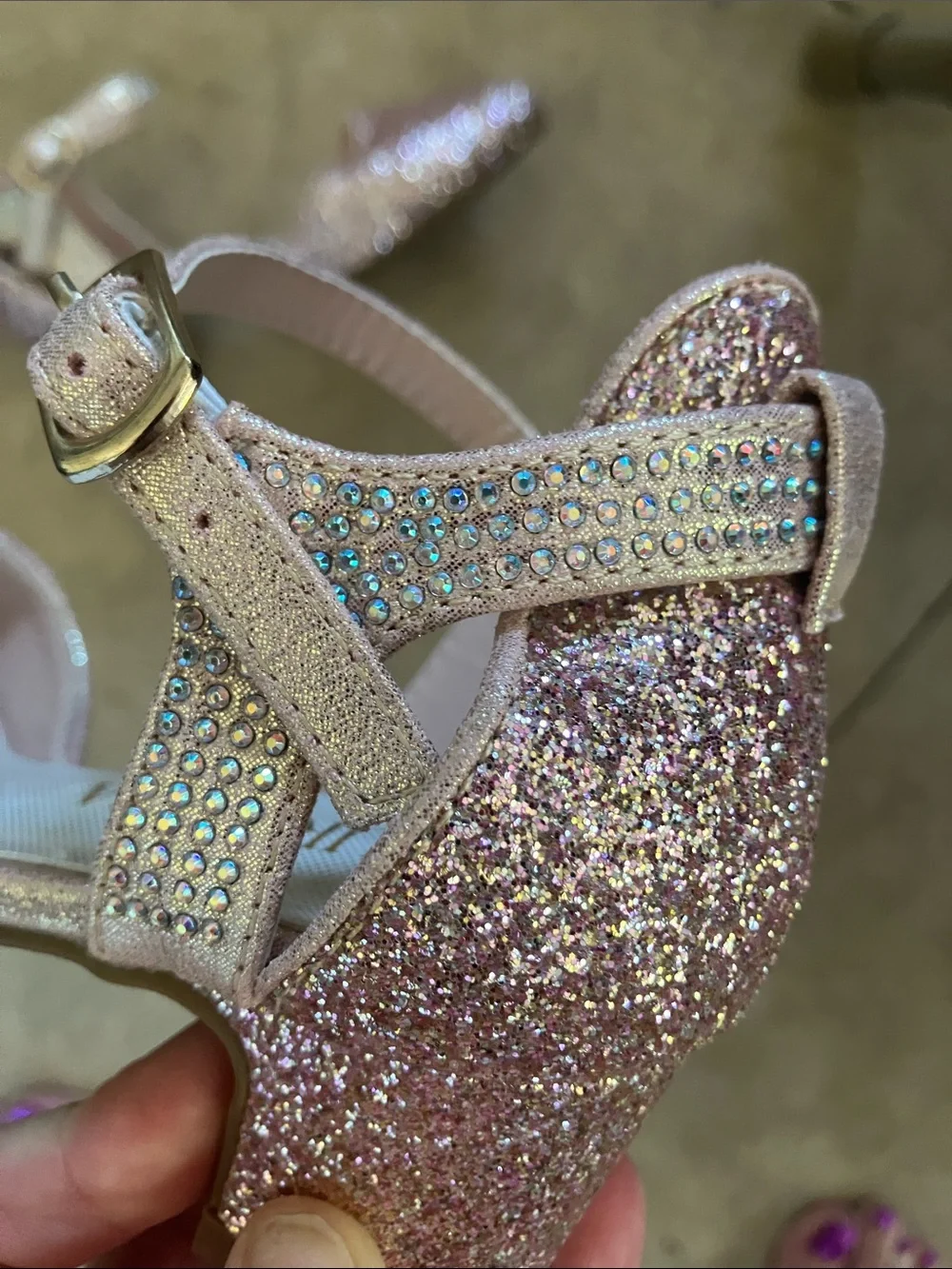 LAURMOSA Pink Glitter & Rhinestone Dress Shoes Size: 13
